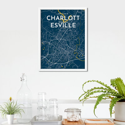 Charlottesville, carte de la ville, impression graphique