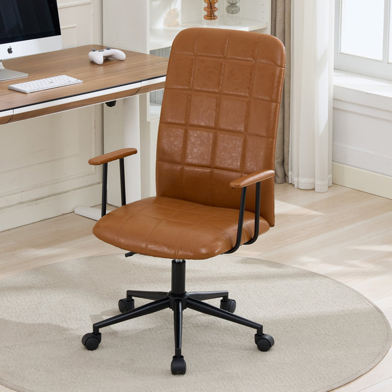 Antique High-Back Executive Office Chair with Adjustable Height & 360-Degree Swivel,PU Leather Upholstery,Armrests & Five-Star Base