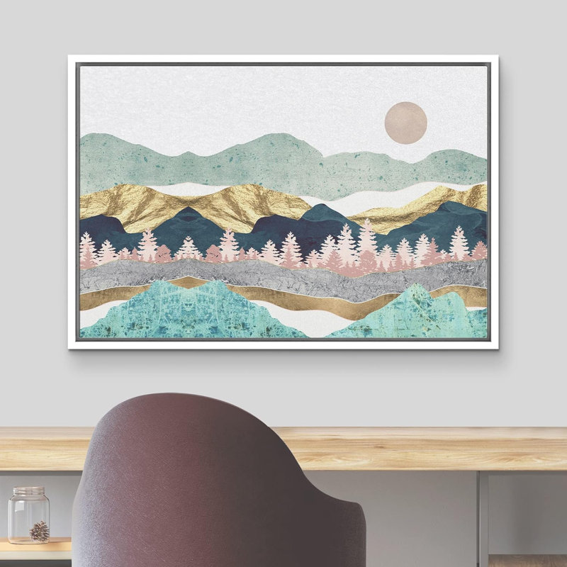 Montagne pastel, nature, art moderne, paysage abstrait, salon, chambre à coucher, bureau, H 16 po x l 24 po x P 1,5 po