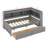 Twin Size Daybed With Drawers, Solid Wood Corner Bed Frame With L-Shaped Bookcase-1325400968