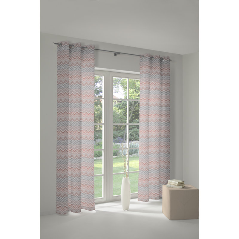 Kurtus Room Darkening Curtain Single Panel, 132cm Width x 145cm Drop, Pink/Light blue/Light grey