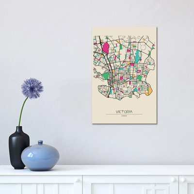 Victoria, British Columbia Map by Ayse Deniz Akerman - Wrapped Canvas Gallery-Wrapped Canvas Giclée