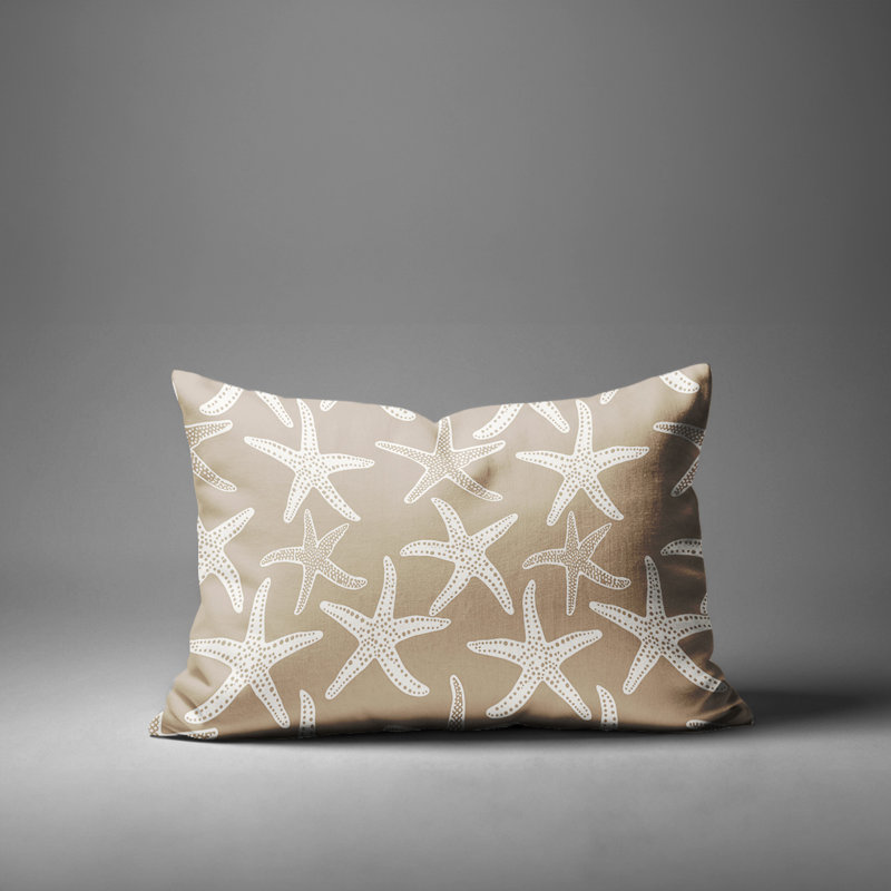 Barnon Outdoor Reversible Throw Pillow, Beige, 14"H x 20"W