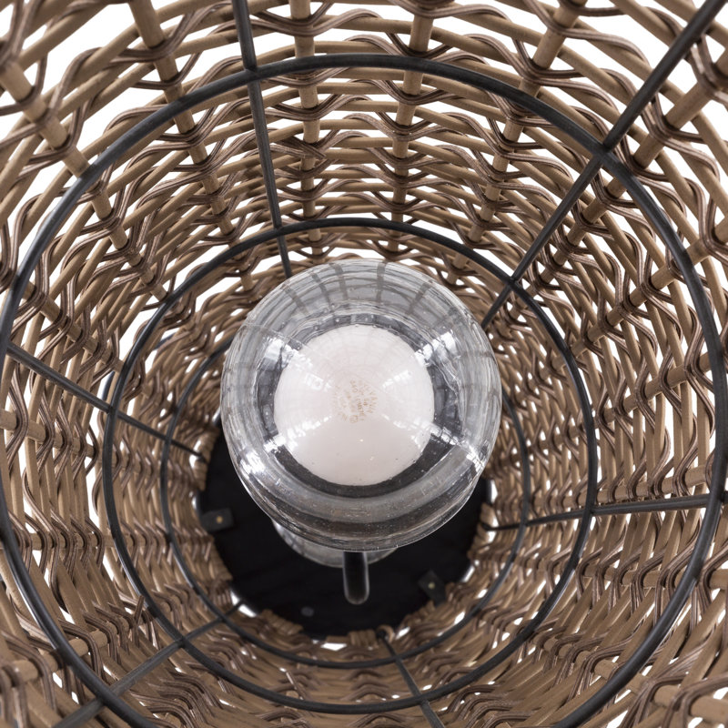 Kallie 53'' Black and Beige Rattan Column Floor Lamp