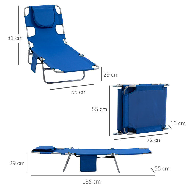 Haritz Foldable Sun Loungers Beach Chaise Lounge, Blue