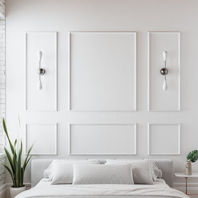 Pre-Cut Wall Molding Kit - 6-Frame PS Wainscoting Panel Set for Accent Walls, DIY Wall Decor Panel Ready for Assemble in Living Room, Bedroom, or Dining Room