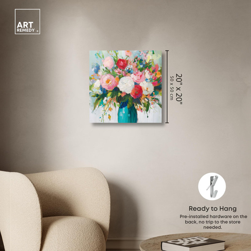 Nature's Colorful Wrapped Canvas Flower Vases Art, 20" x 20"