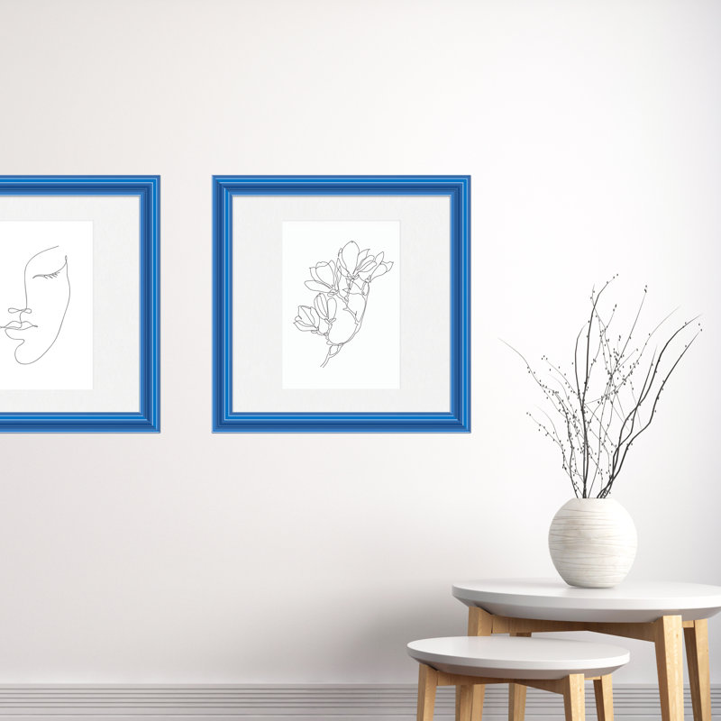Lilli Wood Beveled Picture Frame with Mat, 8" x 10", 16" x 20", Blue