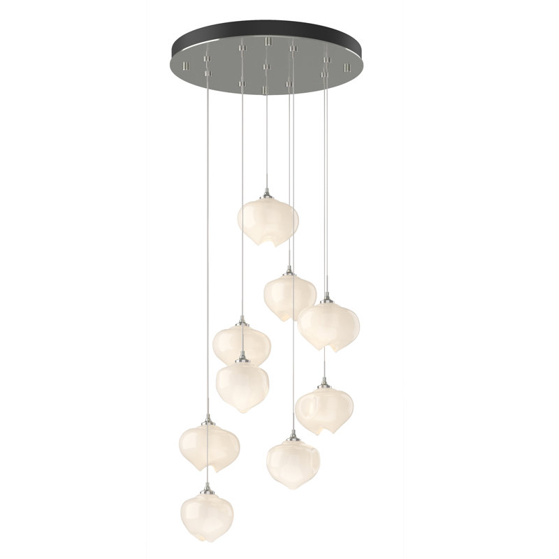 Ume 9 - Light Cluster Geometric Pendant, Sterling, Frosted, 10" - 80"