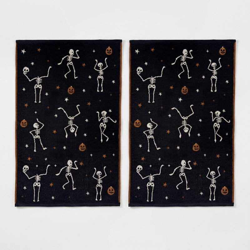 Skeletons Halloween Hand Towels 2pc Set