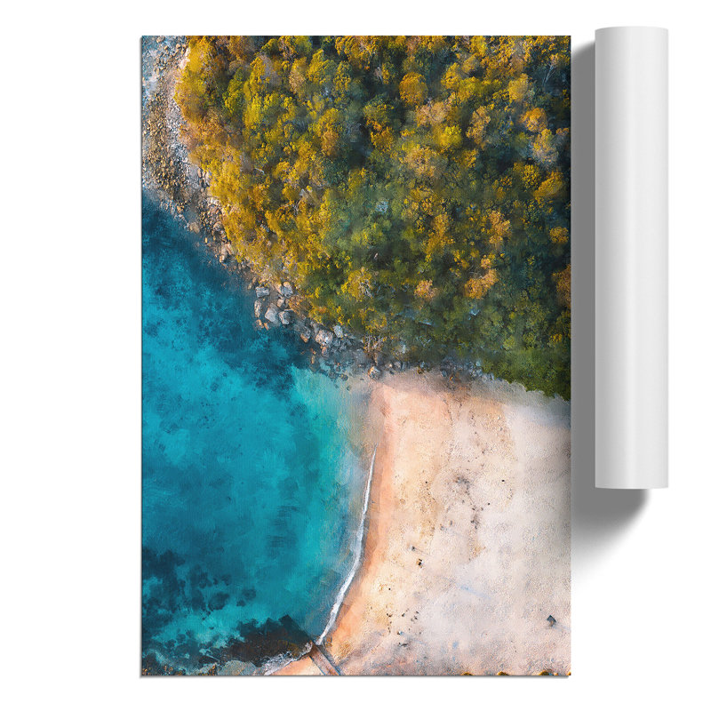 Forest Beach Painting - Frameless Print, 59cm H x 42cm W x 0.1cm D