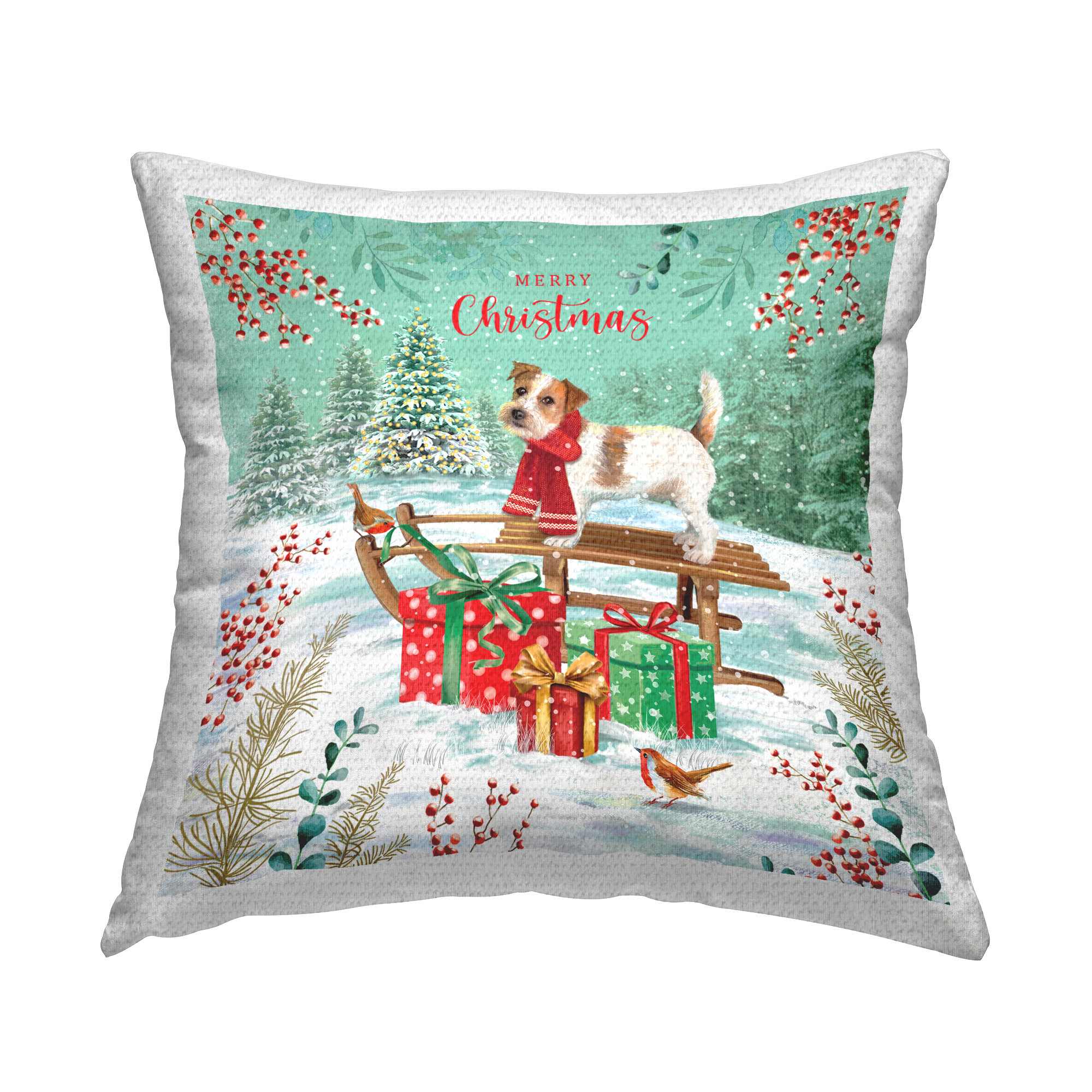 Stupell Industries Merry Christmas Dog Sled Outdoor Printed Pillow by ...