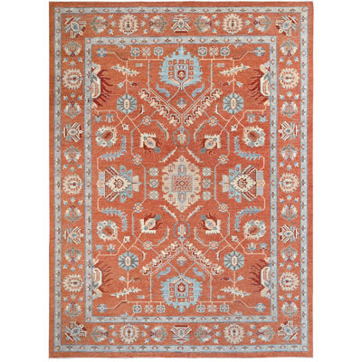 High-Quality Hand-Knotted Rust Area Rug