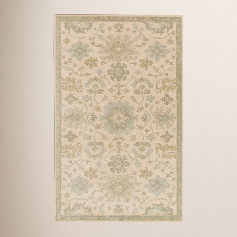 Tapis floral en laine touffeté à la main Arden, Rectangle 9 pi x 12 pi