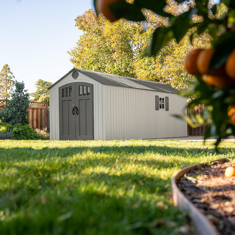 Lifetime 8 Ft. X 20 Ft. High-density Polyethylene (plastic) Outdoor Storage Shed With Steel-reinforced Construction