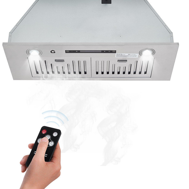 Hotte sous l'armoire 30 po, hotte de cuisine convertible 450CFM - 3 vitesses au toucher et télécommande, acier inoxydable
