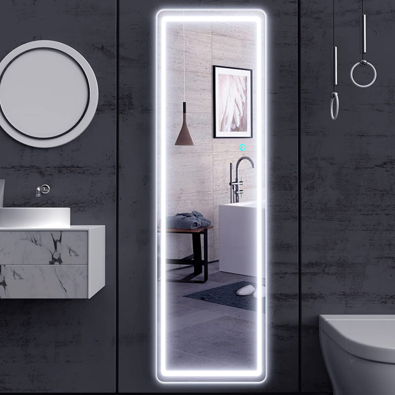 Taelyn Rectangle LED Metal Mirror, White