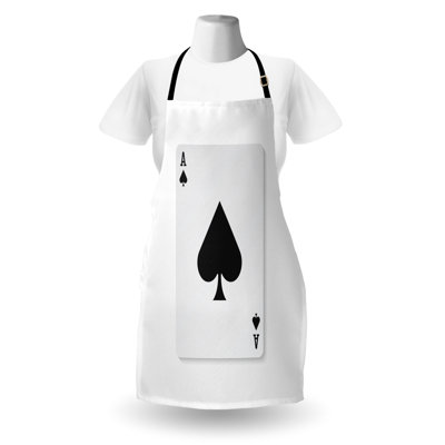 East Urban Home Ace of Spades Apron, Cooking Gardening, Adult Size, Charcoal Grey and White
