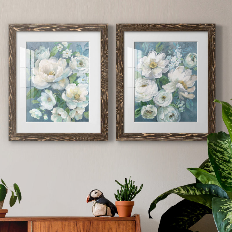 Cottage Radiance I - ensemble de 2 reproductions, Papier, cadre noyer, Blanc, H 24 po x l 36 po x P 1,5 po