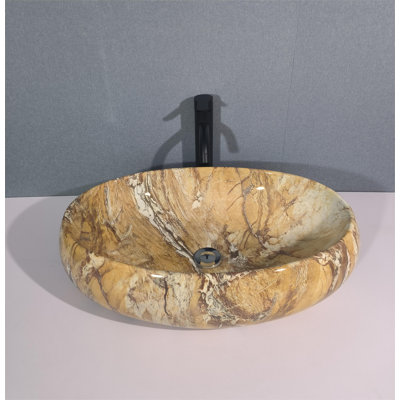 QieRao 16'' Marble Ceramic Oval Bathroom Sink