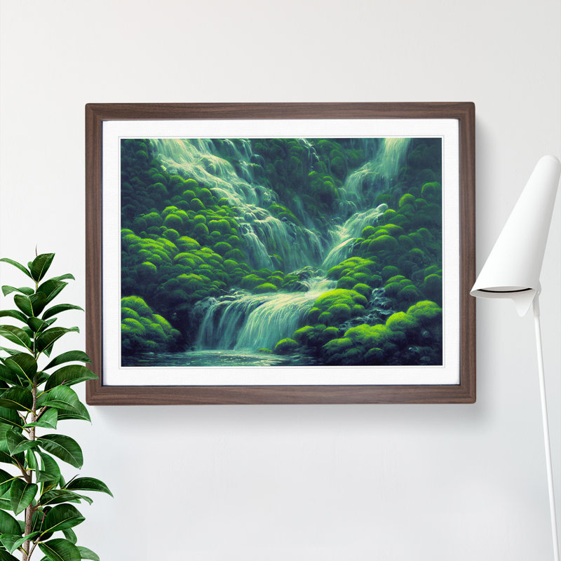 Unique Waterfall - Framed Print, 34cm H x 46cm W x 2cm D, Walnut