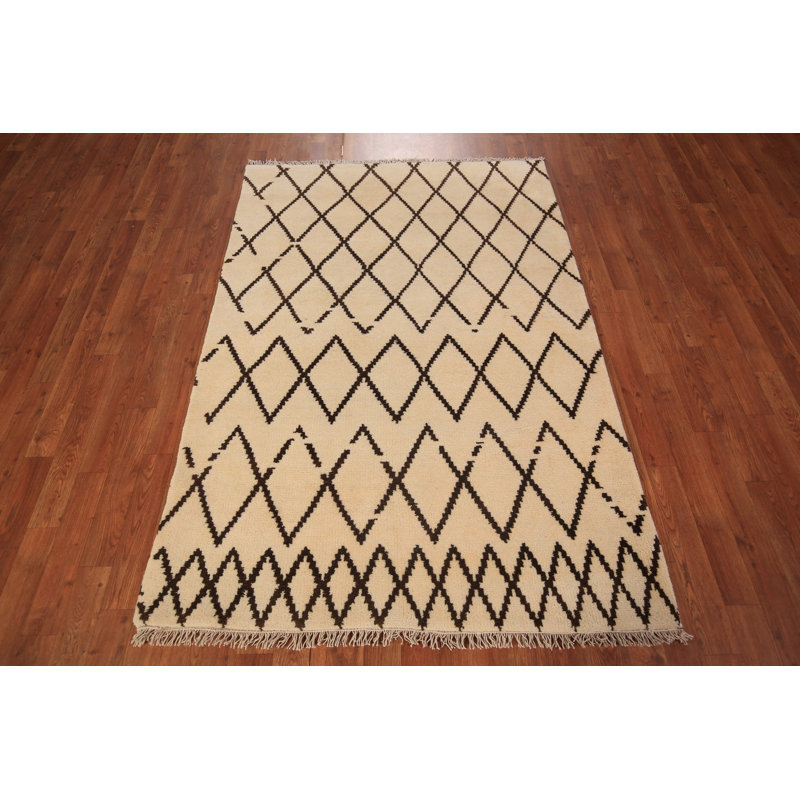 Tapis oriental marocain treillis fabriqué à la main 4 x 6