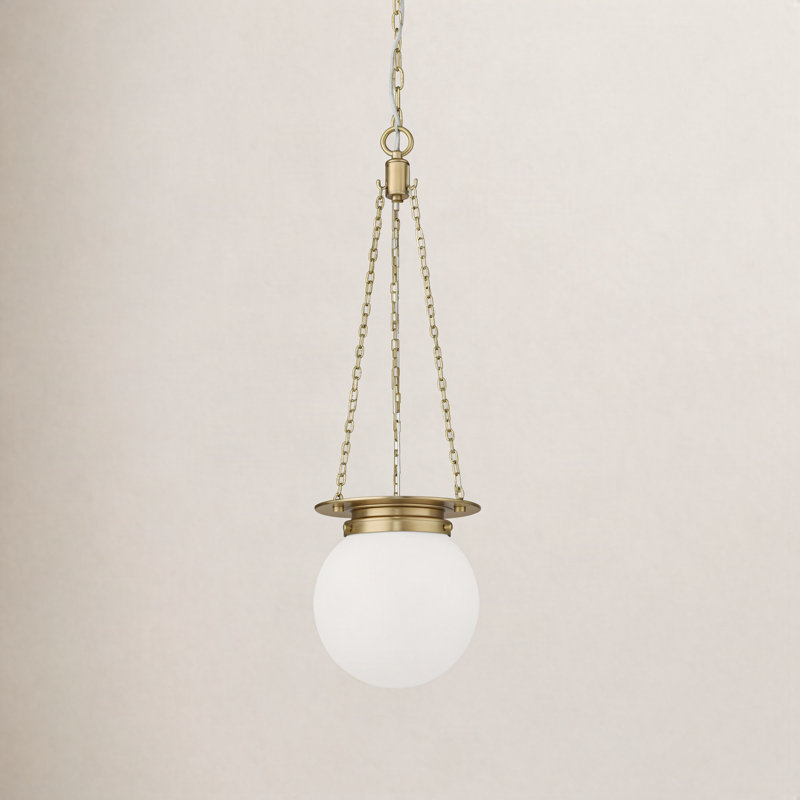 Zella 1 - Light Unique/Statement Pendant, Heritage Brass, White, 82.75" H x 9" W x 9" D