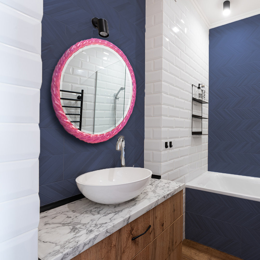 Mara 30" Accent Mirror, Hot Pink