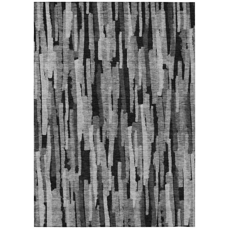 Tapis intérieur lavable rayé gris 10 pi x 14 pi