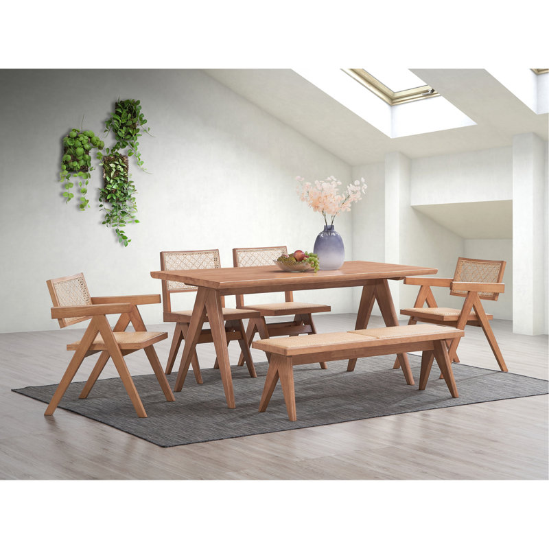 Ensemble de 6 meubles de patio en rotin et finition naturelle