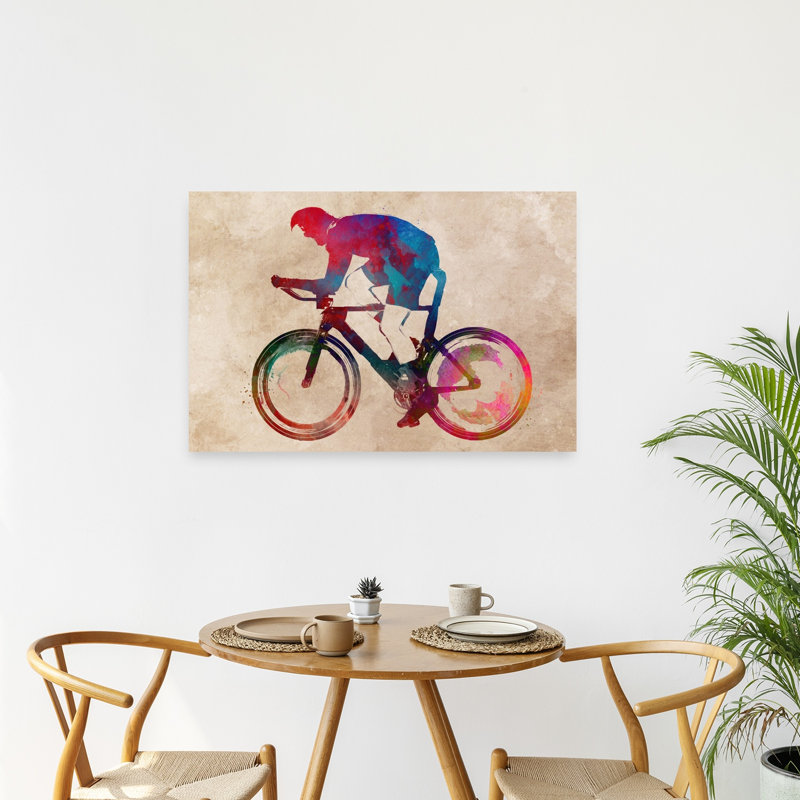 «Vibrant Cycling Racer», art mural contemporain, 24" H x 36" W