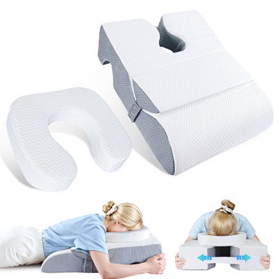 Face Down Pillow After Eye Surgery, Adjustable Prone Massage Pillow, Foam Prone Stomach Sleeper, Ergonomic Breast Groove, Remove Washable Cover for BBL, Vitrectomy, Retina, GERD