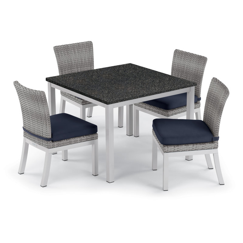 Argento Outdoor Dining Side Chair, Midnight Blue
