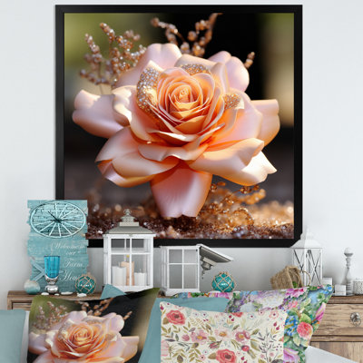«Exquis Blossoming Pink Rose Delicate Elegance», reproduction sur toile