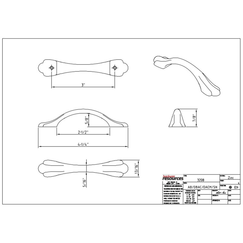 Gatsby 3" Center to Center Arch Pull, Brushed Pewter