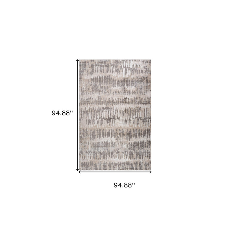 Tapis abstrait beige et brun 8 pi x 11 pi