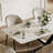 63'' Modern Dining Table for 4 People, Luxurious Dining Table Sintered Stone Tabletop with Black Carbon Steel Base Pre-Assembly-1294253585