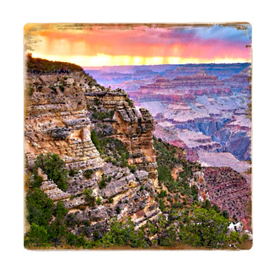 Wood Square 4 Piece Coaster Set