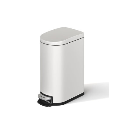 2.6 Gal / 10L Stainless Steel Kitchen Trash Can, Slim Step-On Soft-Close Waste Bin for Bathroom Bedroom