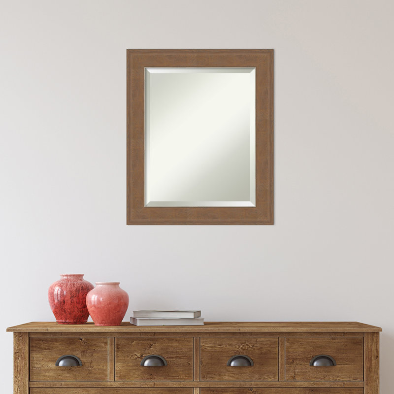 Ariele Flat Wall Mirror, 24.62" x 20.62", Distressed Brown