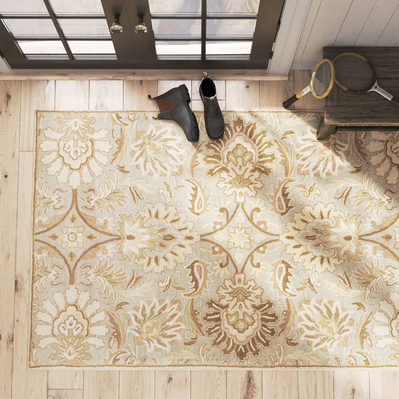 Arden Handmade Wool Beige Rug, Rectangle 12' x 15'