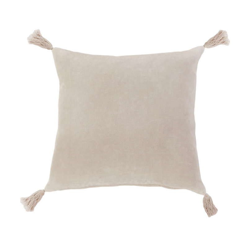 Bianca Velvet Pillow Cover & Insert, Square 20", Feather, Blush