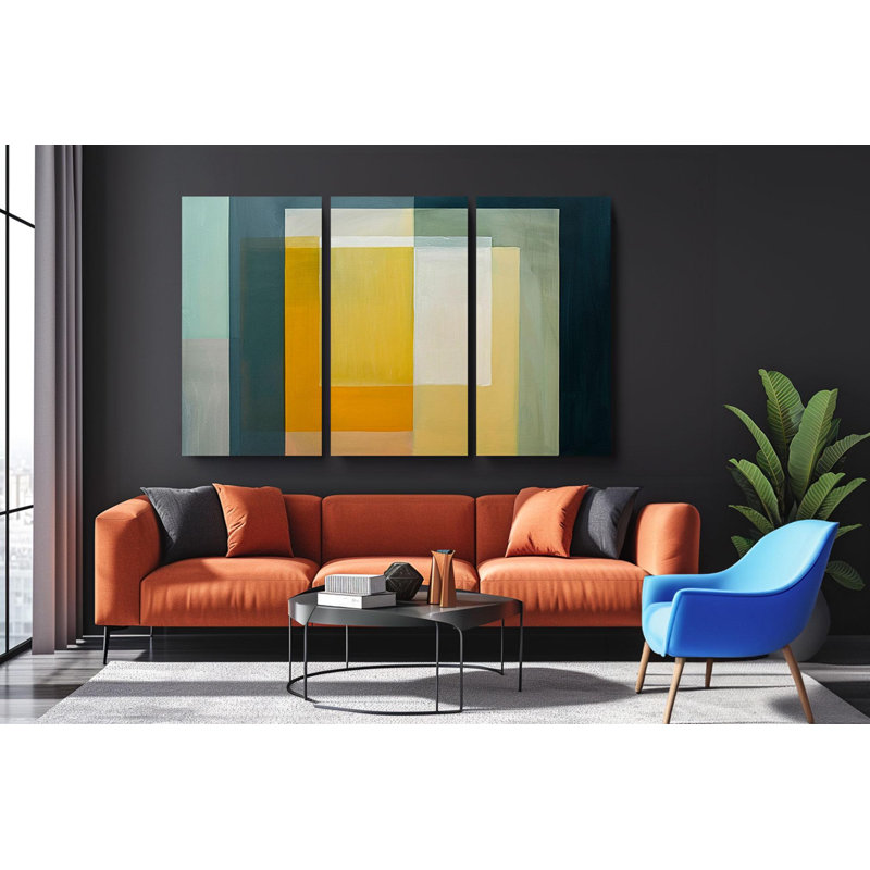 Reproduction d'art abstrait abstrait sur toile - art mural géométrique moderne, TOILE LAMINÉE