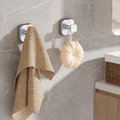 Suction Cup Hooks For Shower - 2-Pack Removable Bathroom Hooks For Towels & Robes