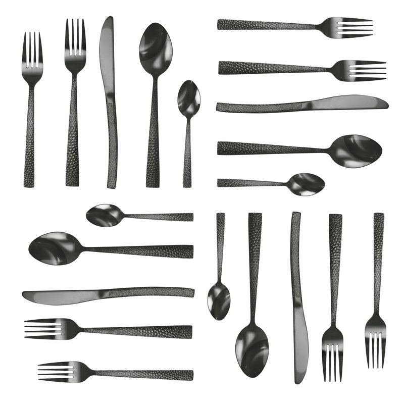 Mega Chef Baily Stainless Steel Flatware Set - Service for 4, Black