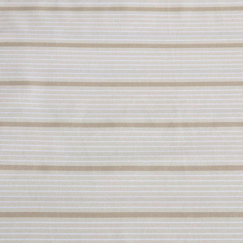 Martha Stewart Bedford Scallop Bath Rug, Full Sheet Set with 2 Pillowcases, Merrick Stripe Beige