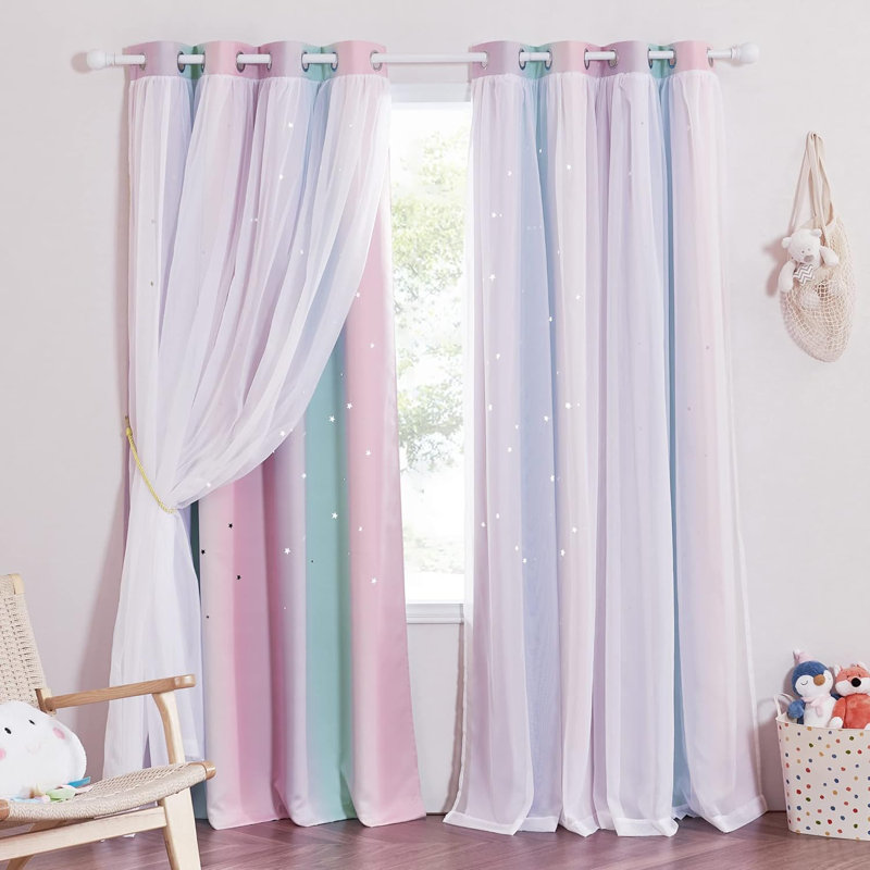  Rideau de rideau occultant Star, Purple & Blue & Pink, 52" W x 90" L
