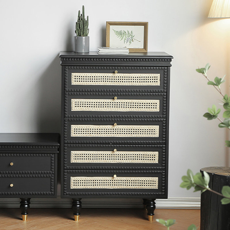 Armoire d'appoint en bois manufacturé noir massif
