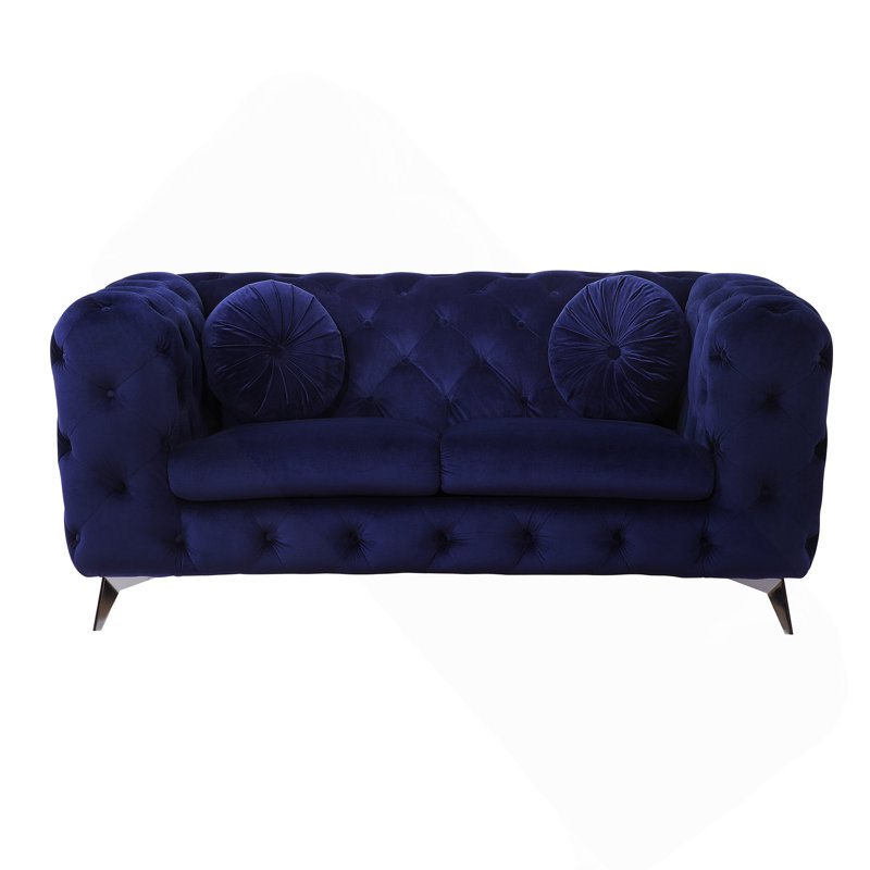 Causeuse en velours bleu