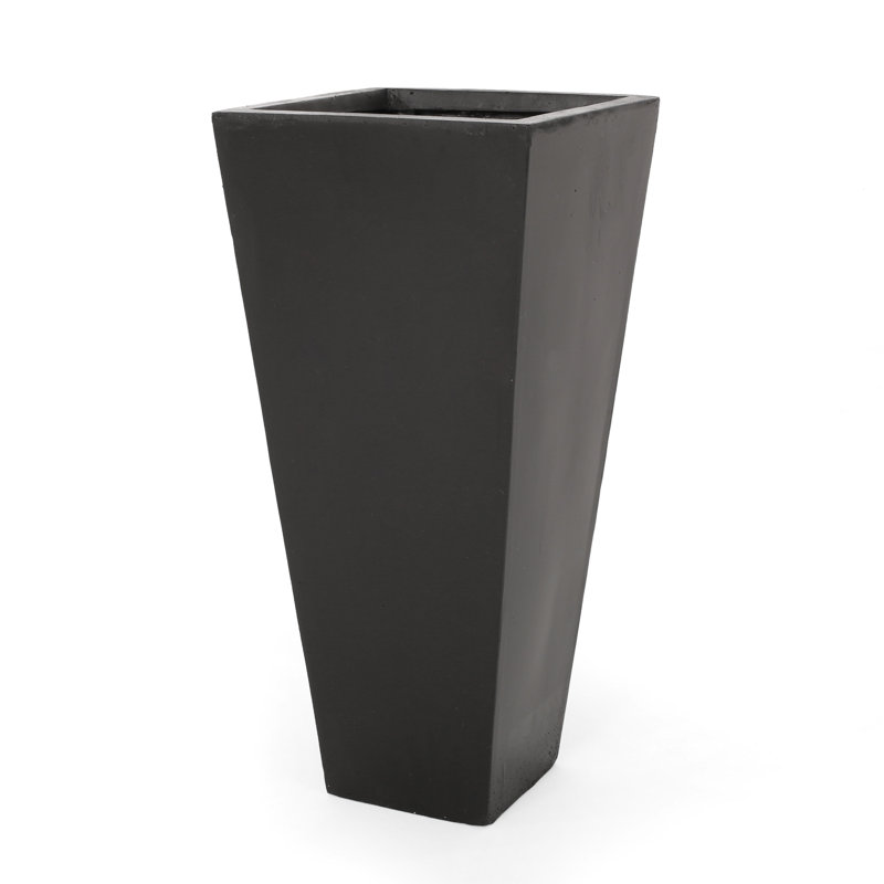 Lightweight Concrete Planter With Tapered Shape For Outdoors - 12.91L X 12.91W 28.5H Black Magnesium Oxide No Assembly Required Outdoor Plant Pot Style Oxide,